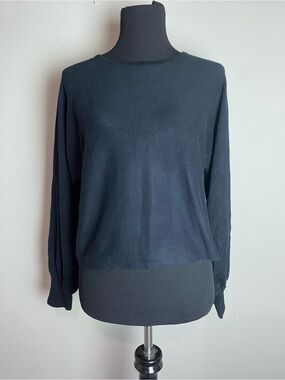 Classic Black Women's Long Sleeve Top - Minimal Crewneck